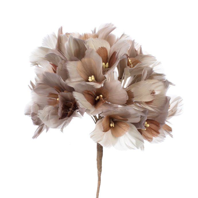 Millinery Supplies UK Taupe / Coffee Feather Hydrangea