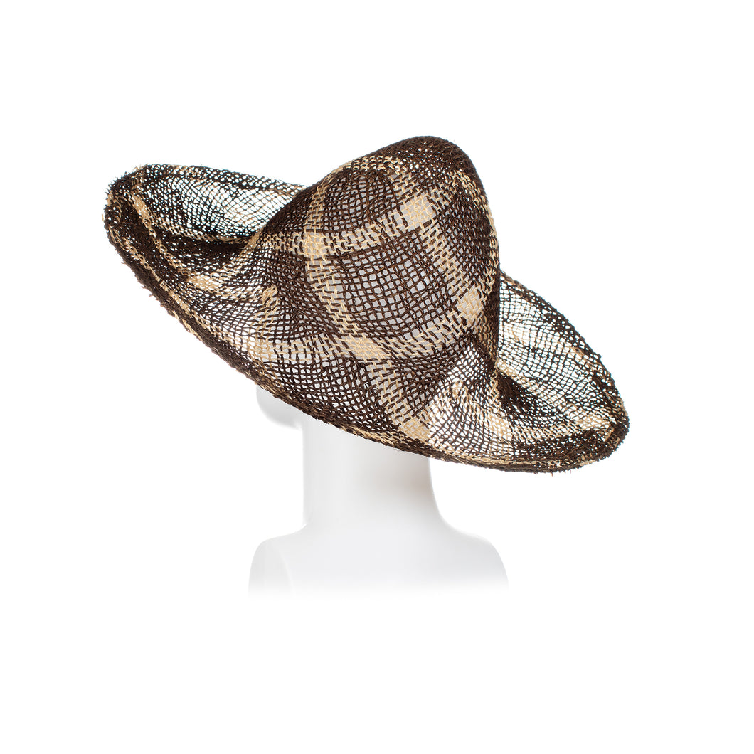 Millinery Supplies UK Twisted Seagrass Diamond Pattern Chocolate Bleached