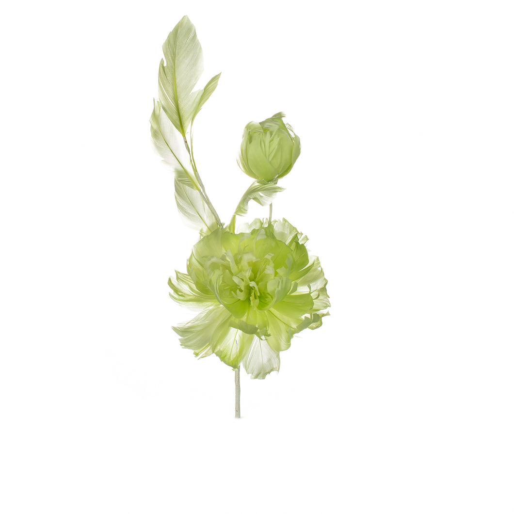 Lime Feather Peony Millinery Supplies UK