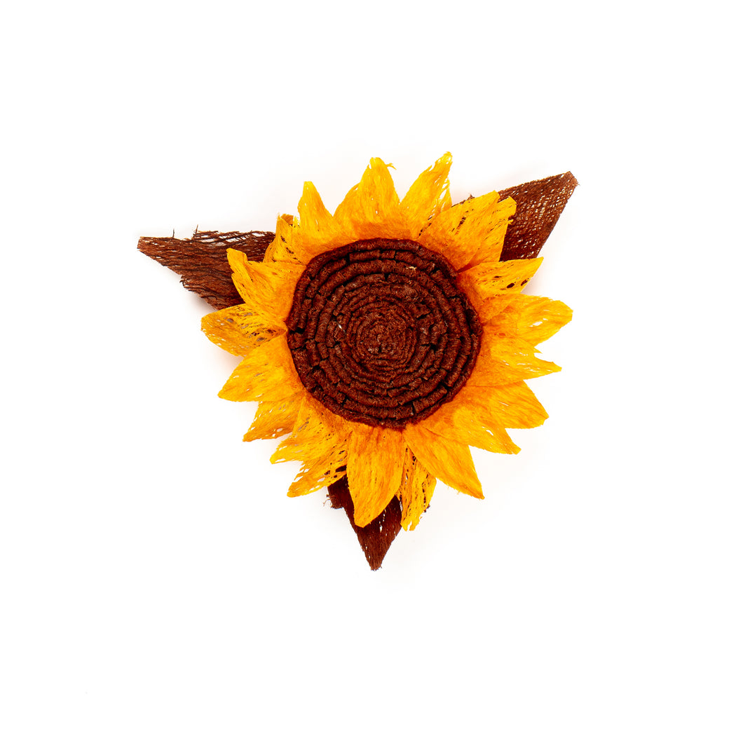 Millinery Supplies UK Orange sunflower made from bark